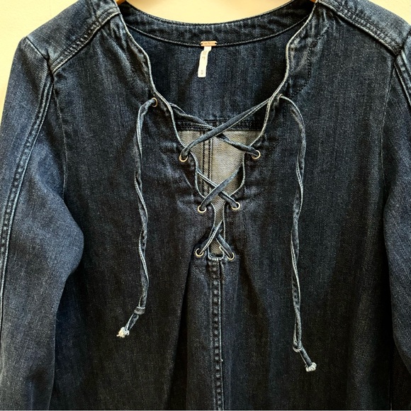 Free People Neopolitan Dream Top/Tunic/Dream Dark Indigo Medium - Picture 7 of 10